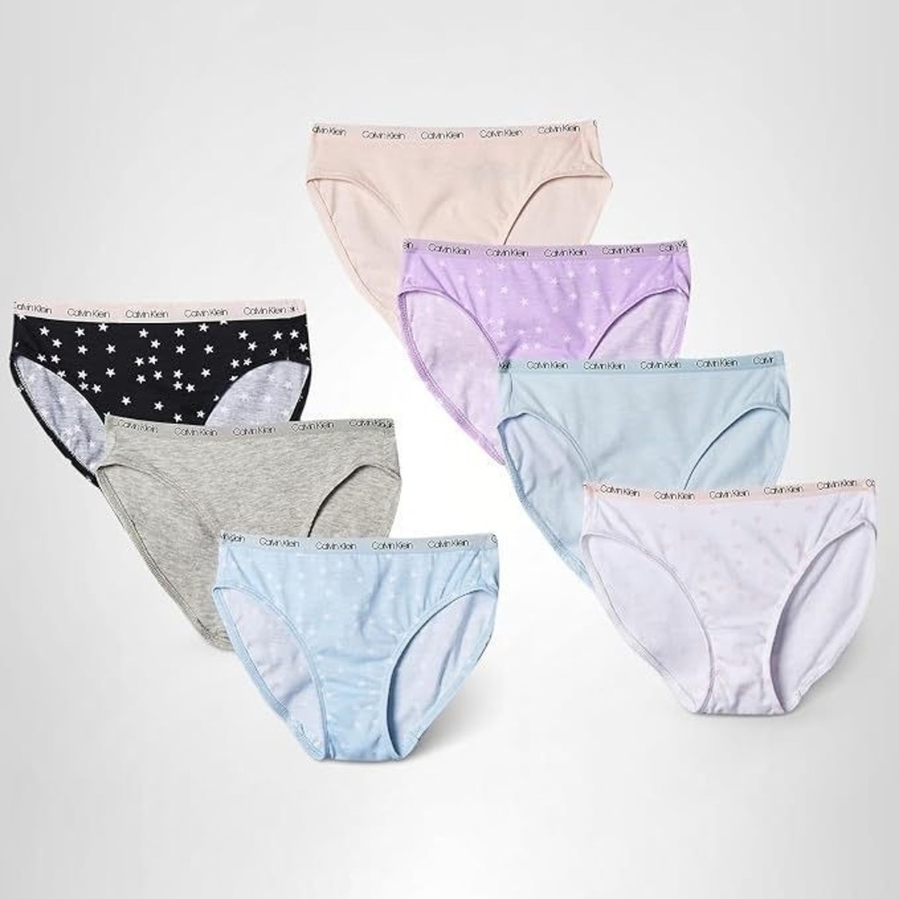 Calvin Klein Girl's 7-Pack Modern Cotton Underwear - Stars - Size Small (6/6X)